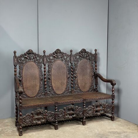 Carved Wooden Hall Bench Settee - RENTAL ONLY