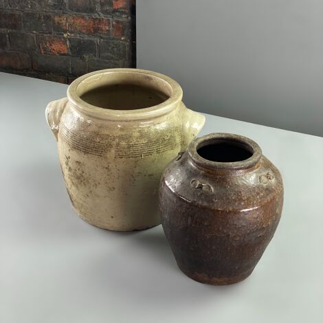 Ceramic Ravello Pot and Brown Jar - RENTAL ONLY