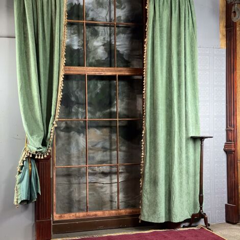 Curtain 24 Faded Green with Emerald Lining and Gold Trim 3.0 m (9’6”) long (2 Pairs) - RENTAL ONLY