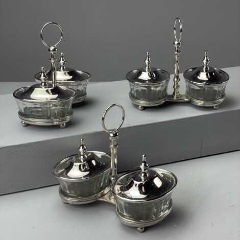 Silver & Glass Condiment Sets (x3 available) - RENTAL ONLY