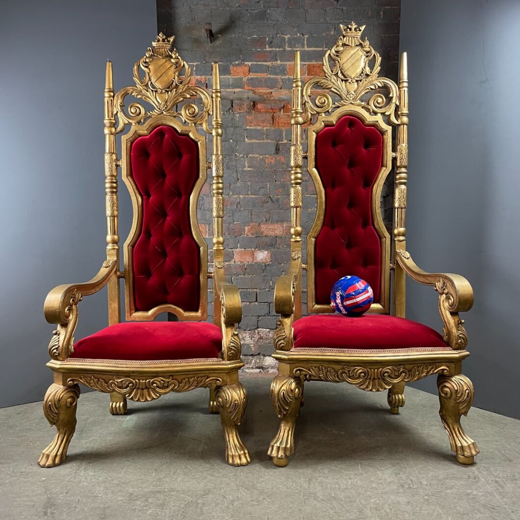 Gilded King And Queen Throne Chairs - RENTAL ONLY - Brandon Thatchers