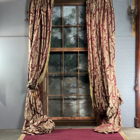 Curtain 8, Burgundy with Gold pattern and Trim 5.8m (19’) long (1 Pair) - RENTAL ONLY