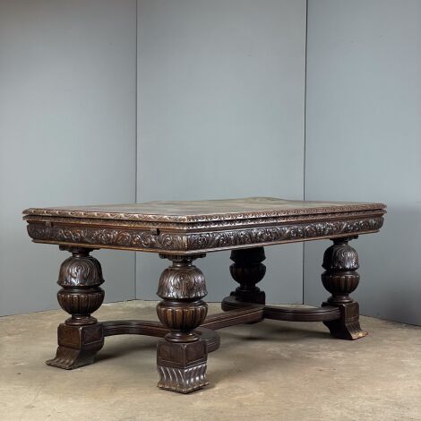 Carved Oak Draw-Leaf Table - RENTAL ONLY