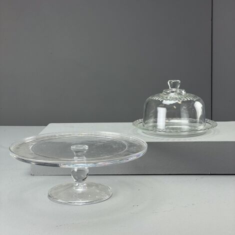 Vintage Glass Cake Stand & Dome Set - RENTAL ONLY