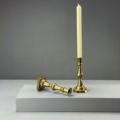 Plinth Based Brass Candlesticks (pair) - RENTAL ONLY