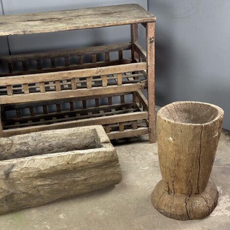 Heavy Wooden Mortar - RENTAL ONLY