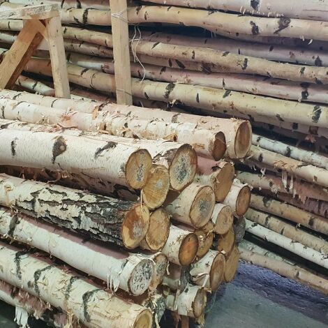 Silver Birch Poles With Bark, 2½"-3" diameter x 2.4 meters long. Kiln dried, Clean.