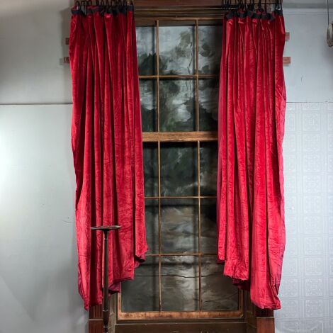 Curtain 25 Ruby Red Velvet, lined 2.7 m (9’) long (1 Pair) - RENTAL ONLY