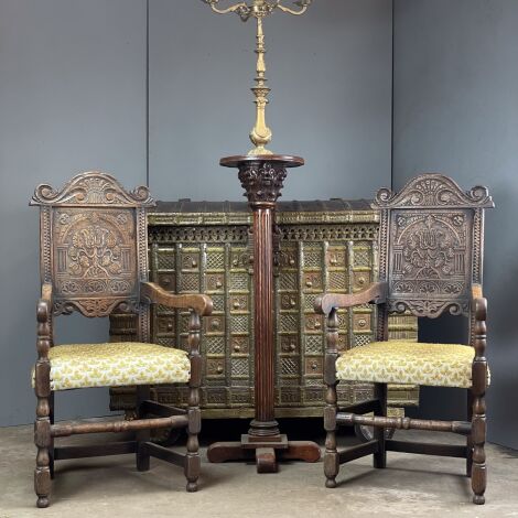 Carved Oak Throne Chairs - RENTAL ONLY