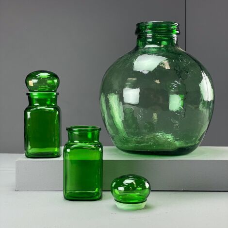 Green Glass Jar Selection (x3) - RENTAL ONLY