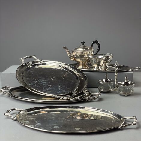 Silver Serving Trays with Handles (x6 available) - RENTAL ONLY